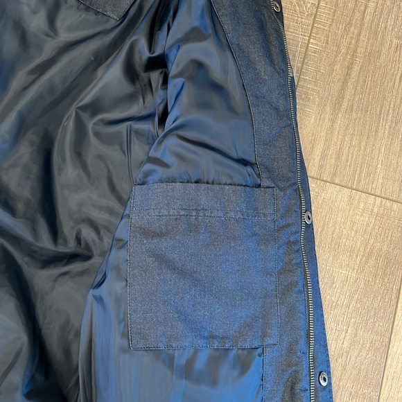 Banana Republic cotton denim-like puffer navy blue inside & outside pocket SZ M - Picture 8 of 14